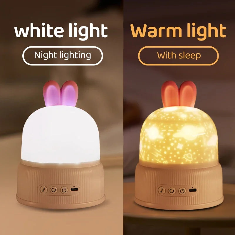 Cute Rabbit Projector Night Light 360° Rotation