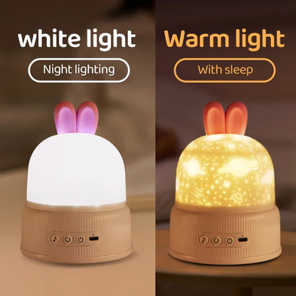 Cute Rabbit Projector Night Light 360° Rotation