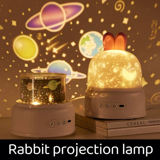 Cute Rabbit Projector Night Light 360° Rotation