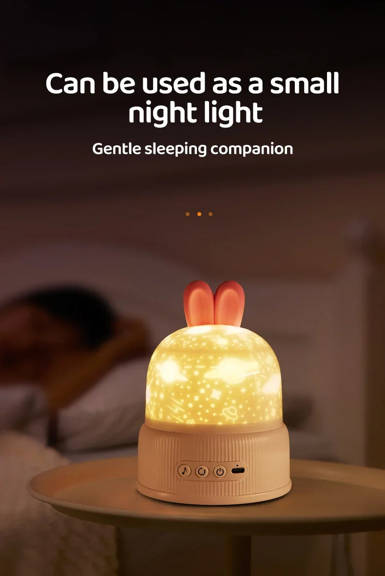 Cute Rabbit Projector Night Light 360° Rotation