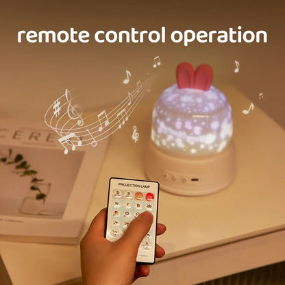 Cute Rabbit Projector Night Light 360° Rotation