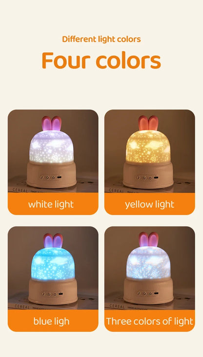 Cute Rabbit Projector Night Light 360° Rotation
