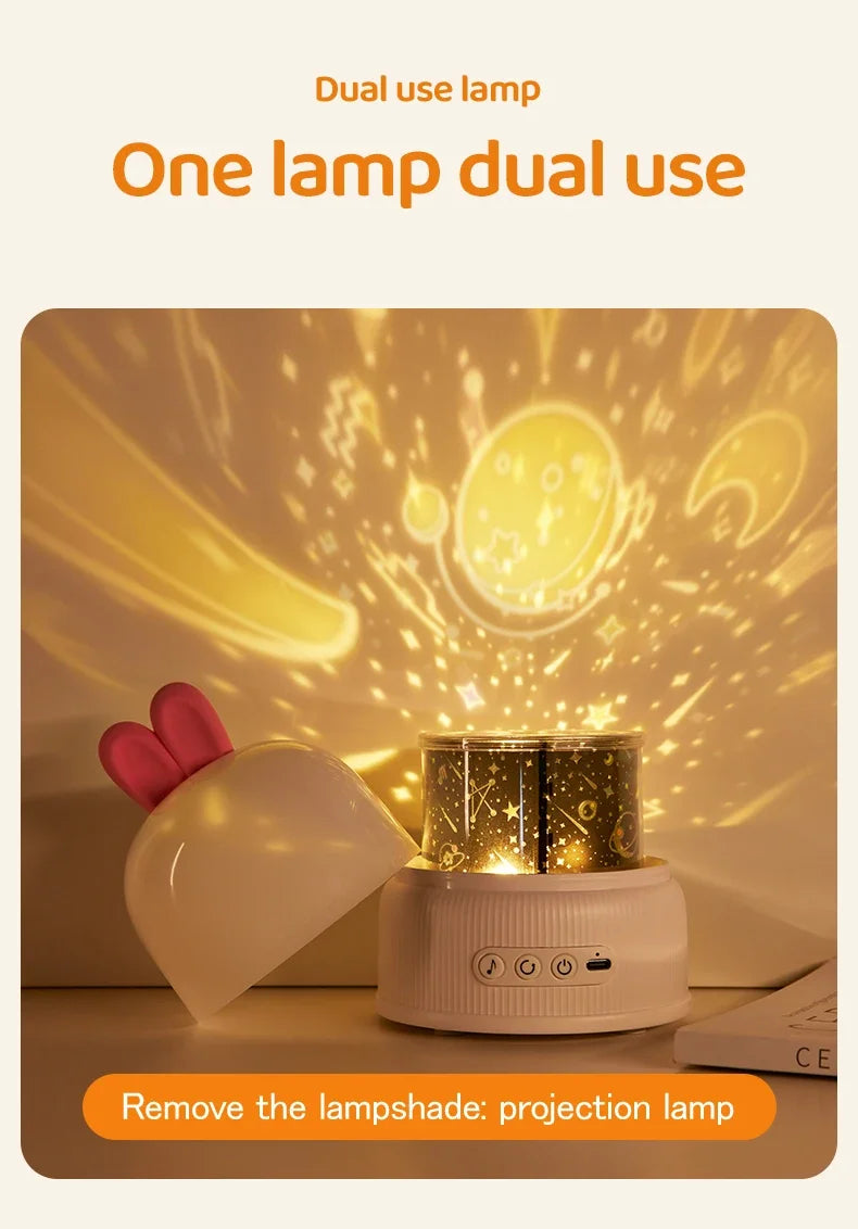 Cute Rabbit Projector Night Light 360° Rotation