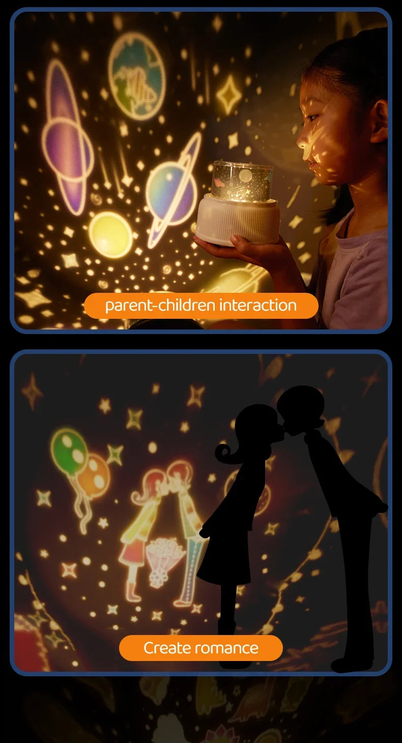 Cute Rabbit Projector Night Light 360° Rotation